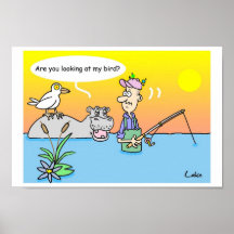 Fun fisherman cartoon poster