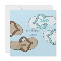 Fun Flip Flop Wedding Save the Date -blue Invites