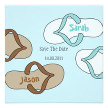 Fun Flip Flop Wedding Save the Date -blue Invites