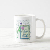 Fun flower happy 80th Birthday Coffee Mug