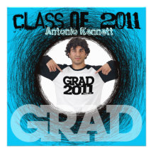 Fun Graduation Invitation Blue Scratch Round