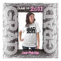 Fun Graduation Invitation Grey Pink Scratch Square