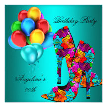 FUN High Heel Shoes Birthday Party Balloons Custom Announcement