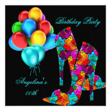 FUN High Heel Shoes Birthday Party Balloons Invitations