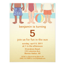 Fun in the Sun Beach Kids Birthday Invitations