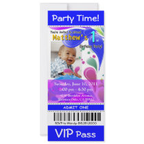 Fun Kids VIP Pass Event Ticket Photo Party (blue)