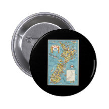 Fun map of New Zealand Pinback Button