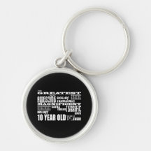 Fun Modern 10 Birthday Party Greatest Ten Year Old Key Chains