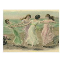 Fun on the Beach Vintage Postcard