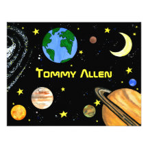 Fun Outer Space Note Card Personalized Announcement