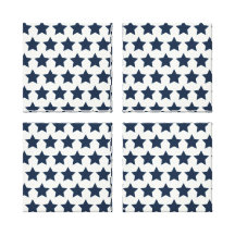 Fun Patriotic Navy Blue Stars 4th of July Pattern Stretched Canvas Print
