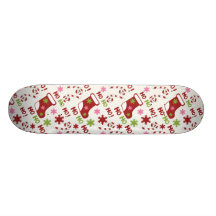 Fun Pink Green and Red Stocking Pattern Skate Board