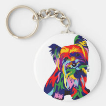Fun Rainbow Yorkie Keychain