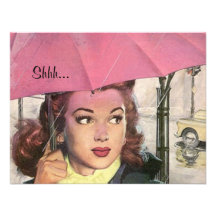 Fun Retro Surprise Bridal Shower Party Invitations