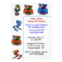 Fun Robot Boy's Birthday Party Invitation