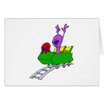 Fun & Scared Alien on Coaster Greeting Cards