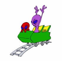Fun & Scared Alien on Coaster Acrylic Cut Outs
