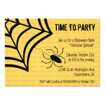 Fun spooky spider Halloween party invitation