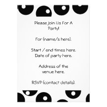 Fun stylish black and white pattern. Custom Custom Invites