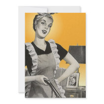 Fun Vintage Suburban House Chores Blank Invitation