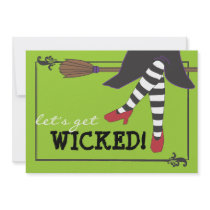 Fun Wicked Witch on Broom Halloween Party Announcement