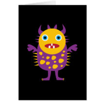 Fun Yellow Purple Monster Creature Gifts for Kids Greeting Card