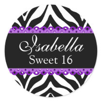 Fun Zebra Print and Purple Lace Stickers