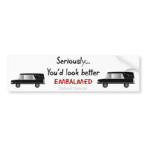 Funeral Director/Mortician Funny Hearse Design Bumper Sticker
