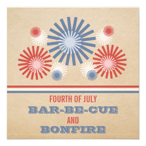 Funky 4th of July Fireworks and Stripes Invite