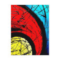 Funky Abstract Circles Art postcards