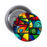 Funky Abstract Swirly Art Pinback Buttons