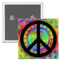 Funky Black Peace Sign Pins