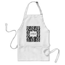 Funky Black/White Zebra Monogram Aprons