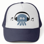 Funky Blue Jellyfish With Headphones DJ Cap hats