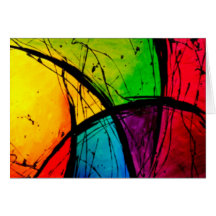 Funky Bright Abstract Art Painting Greeting Cards