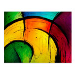 Funky Bright Colours Abstract Art Postcards