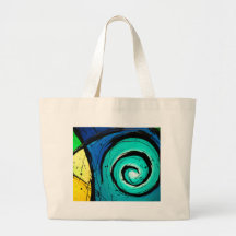 Funky Bright Swirls Abstract Art Painting Tote Bags