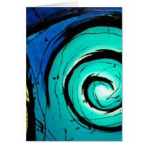 Funky Bright Swirls Abstract Art Painting Card
