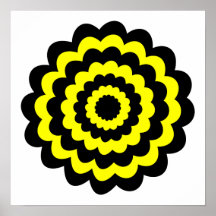 Funky bright yellow and black flower. posters