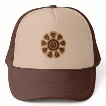 Funky brown retro flower baseball cap