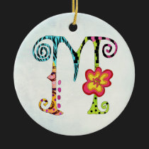 Funky Colourful Monogramed M ornament ornaments