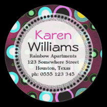 Funky Colours Polka Dots Return Address Round stickers