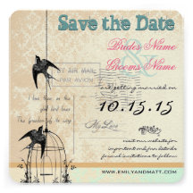 Funky Coral Damask Bird Cage Wedding Save the Date Personalised Announcement