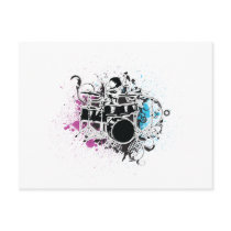 funky drummer vector design postcard