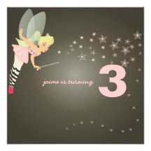 Funky fairy with starry night personalised invitation
