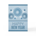 Funky Fireworks New Years Card, Blue