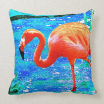 funky flamingo tropics toss pillow pillows