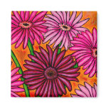 Funky Floral Gerber Daisy Magnet