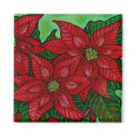 Funky Floral Poinsettia Magnet