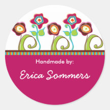 Funky Flowers "Handmade" Labels Stickers